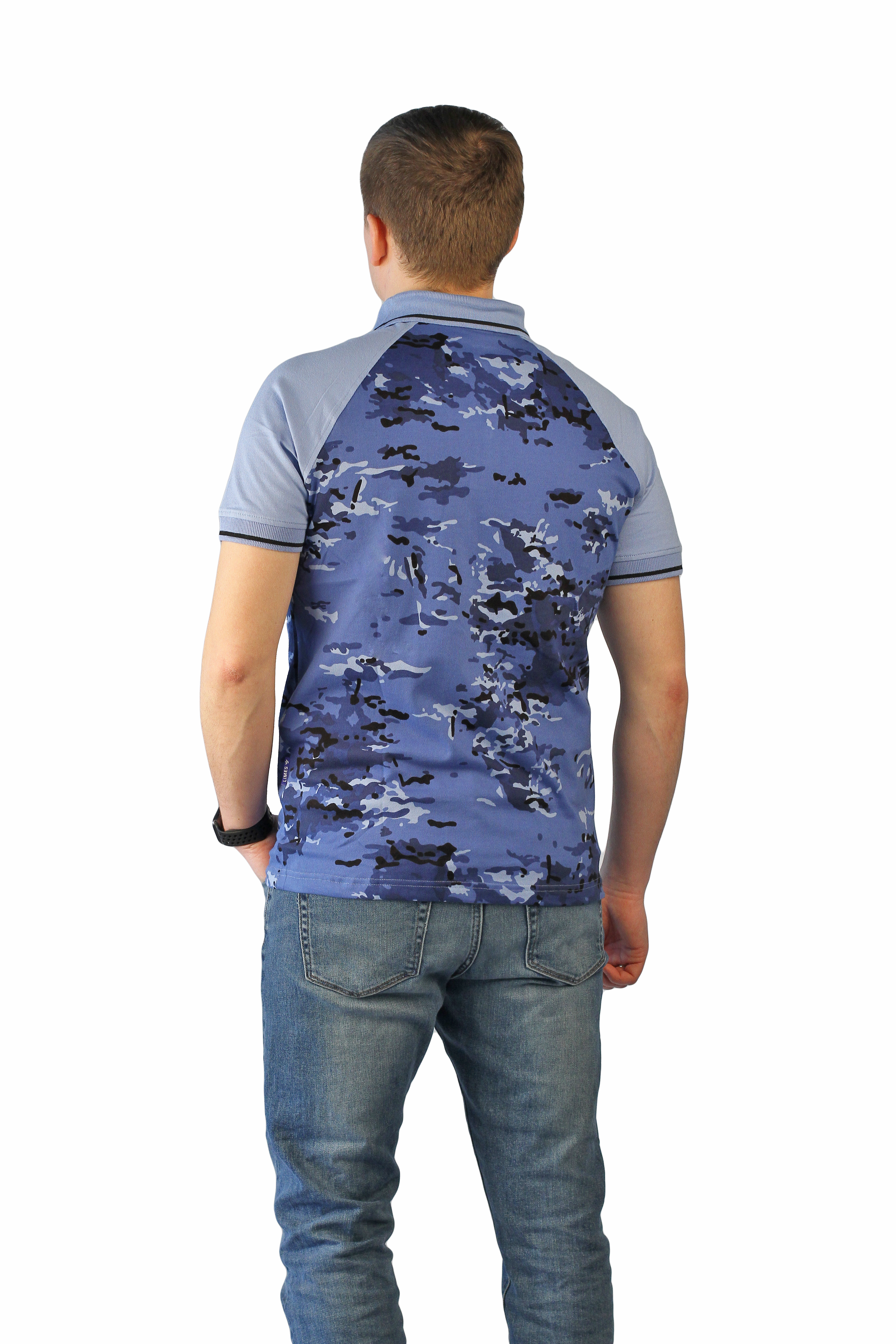 Рубашка-поло "Экстрим синий" с коротким рукавом
