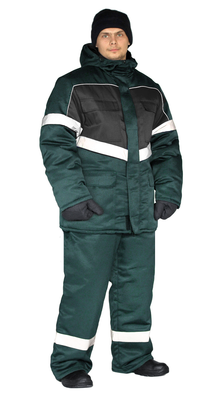 Костюм зимний "ВЕКТОР" куртка/полукомб. цвет: т.зеленый/черный
