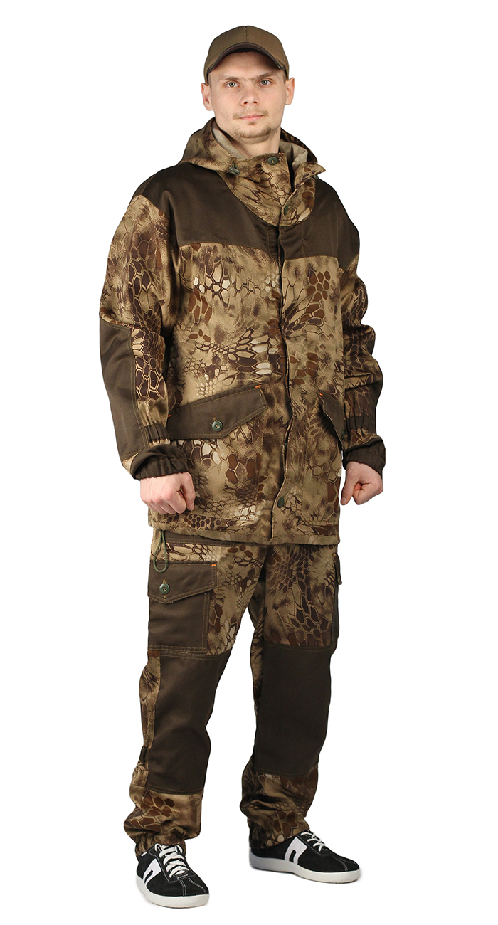 Костюм "ГОРКА-ГОРЕЦ" куртка/брюки, цвет: кмф "Питон коричневый"/т.хаки, ткань: Грета