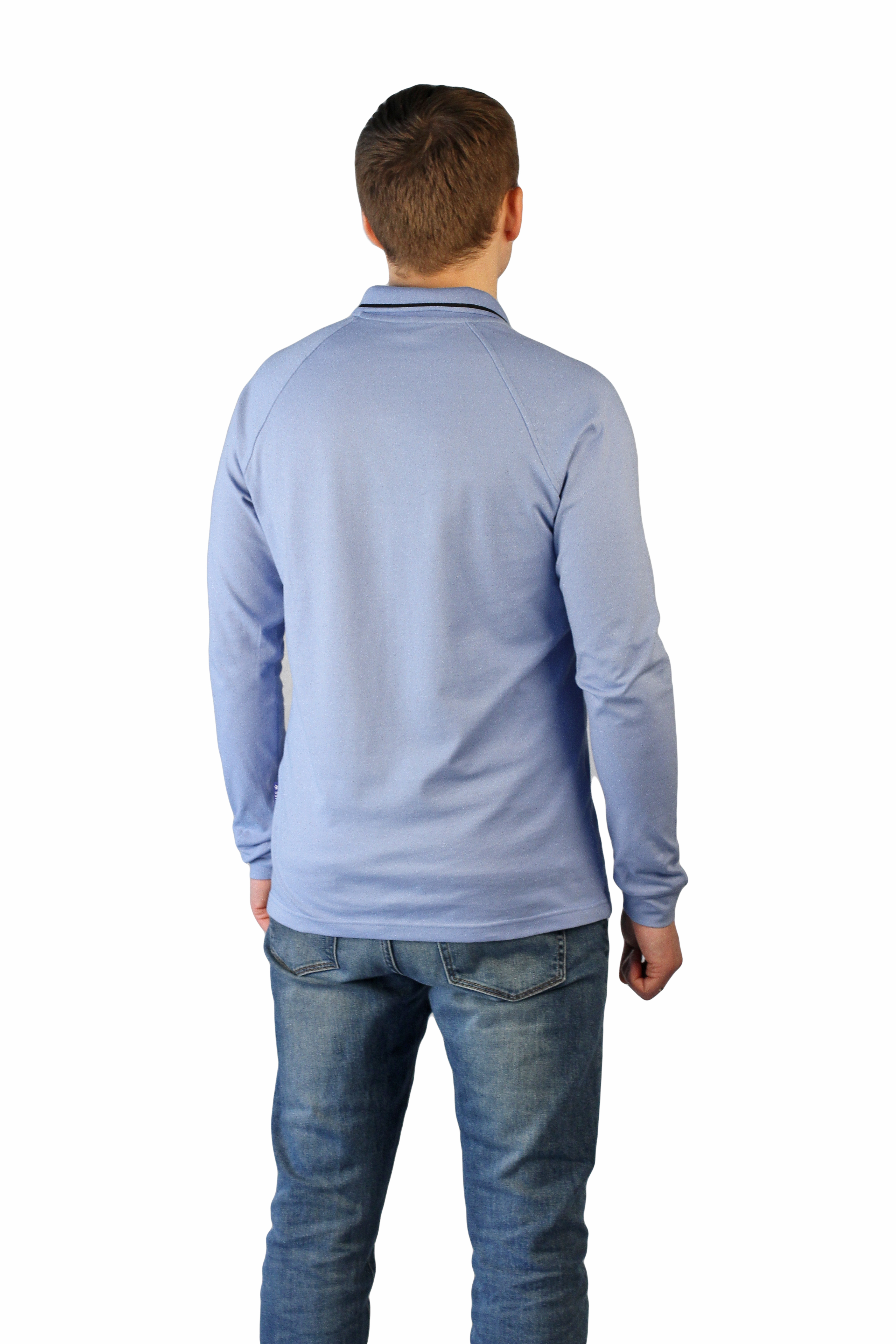 Рубашка-поло светло-голубая с длинным рукавом