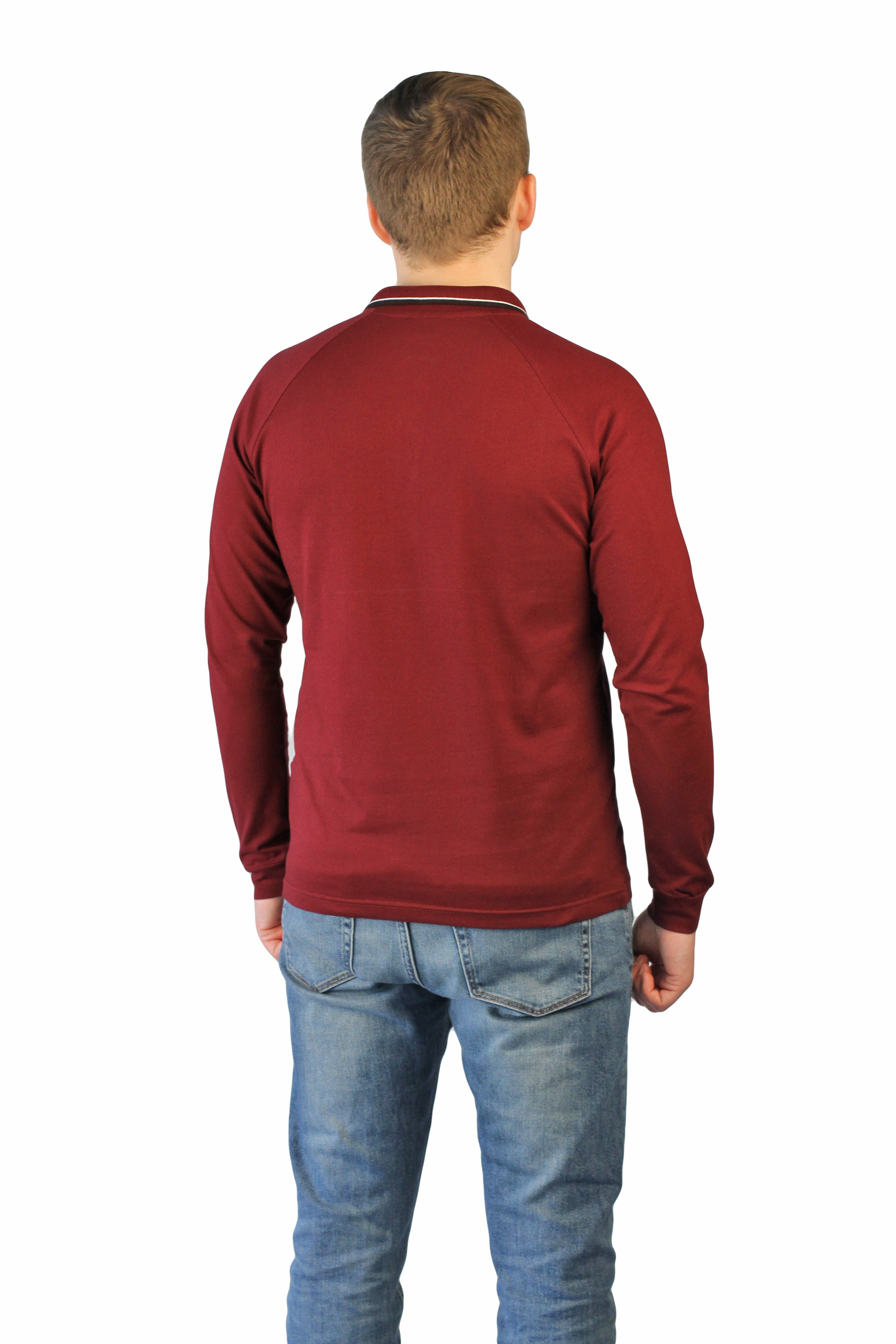 Рубашка-поло бордовая с длинным рукавом